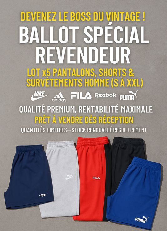Ballot spécial revendeur lot x5 Pantalons shorts et survêtements homme de S a XXL