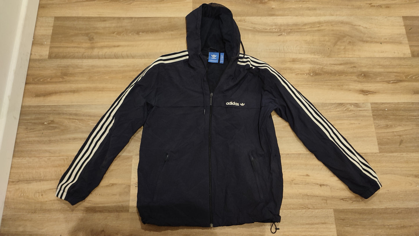 Vêtement Homme Veste extérieure zip avec poche capuche bleu foncé Adidas taille M #RETROSTREET