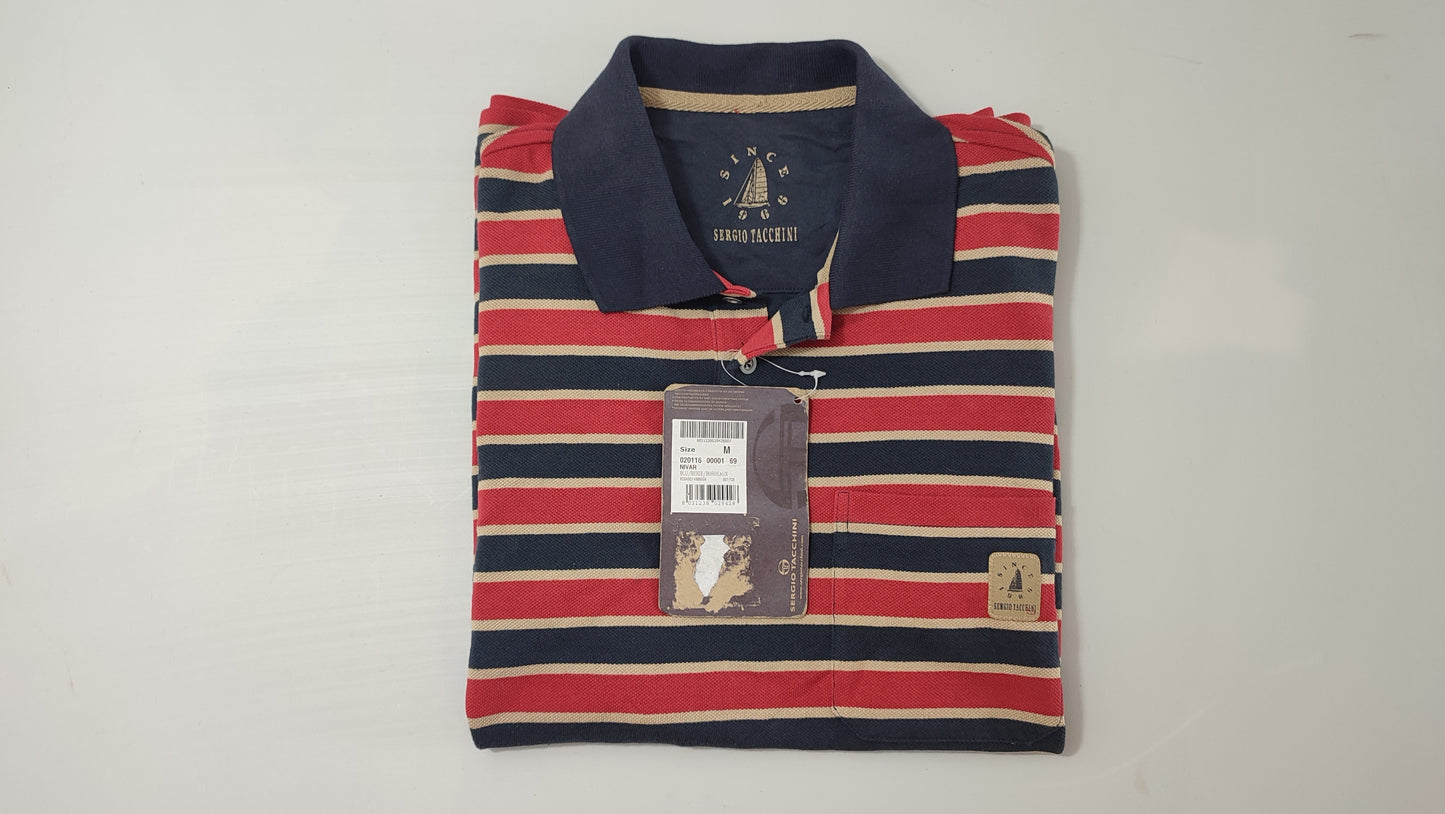 VĂŞtement Homme Polo manche courte Sergio Tacchini bleu rouge taille M #Retrostreet