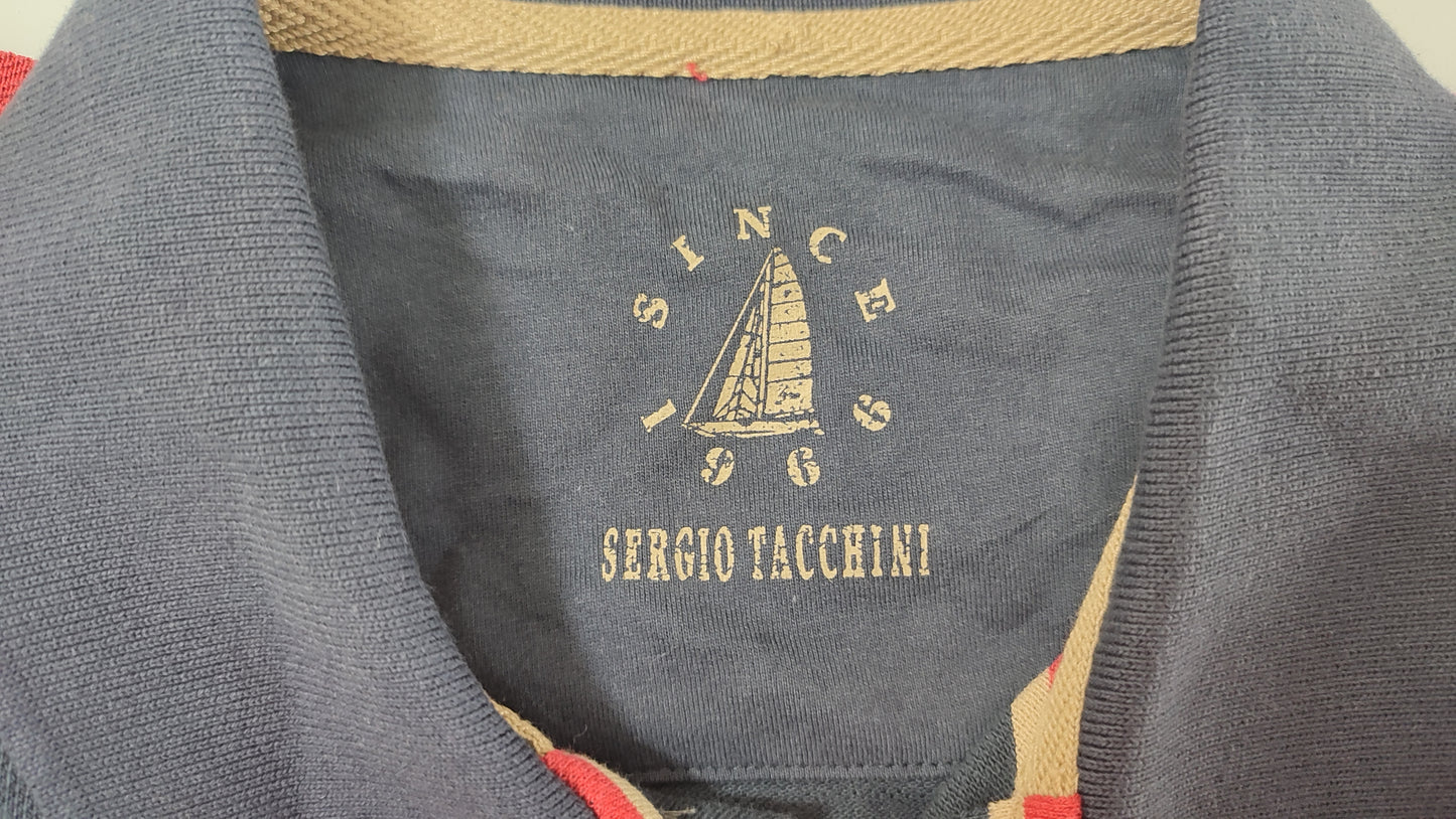 VĂŞtement Homme Polo manche courte Sergio Tacchini bleu rouge taille M #Retrostreet