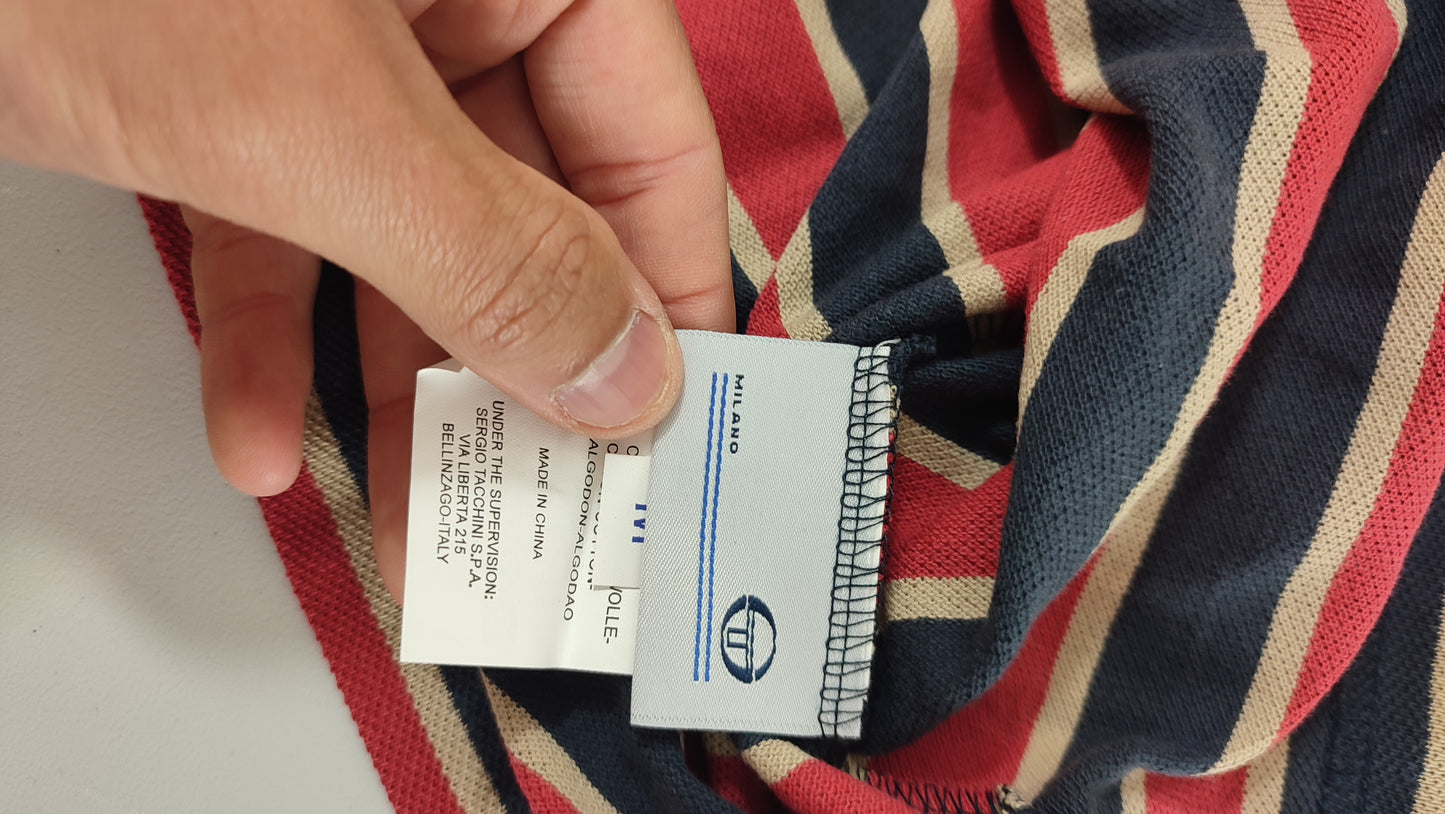 VĂŞtement Homme Polo manche courte Sergio Tacchini bleu rouge taille M #Retrostreet