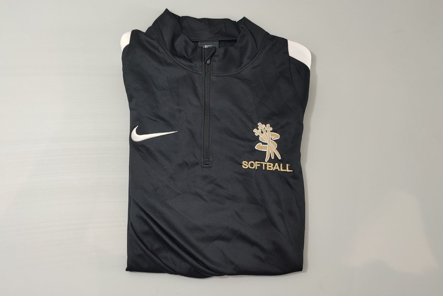 Vêtement Homme Sweat zippé 1/4 Haut de sport noir Softball Nike dri-fit retouché taille L #Retrostreet