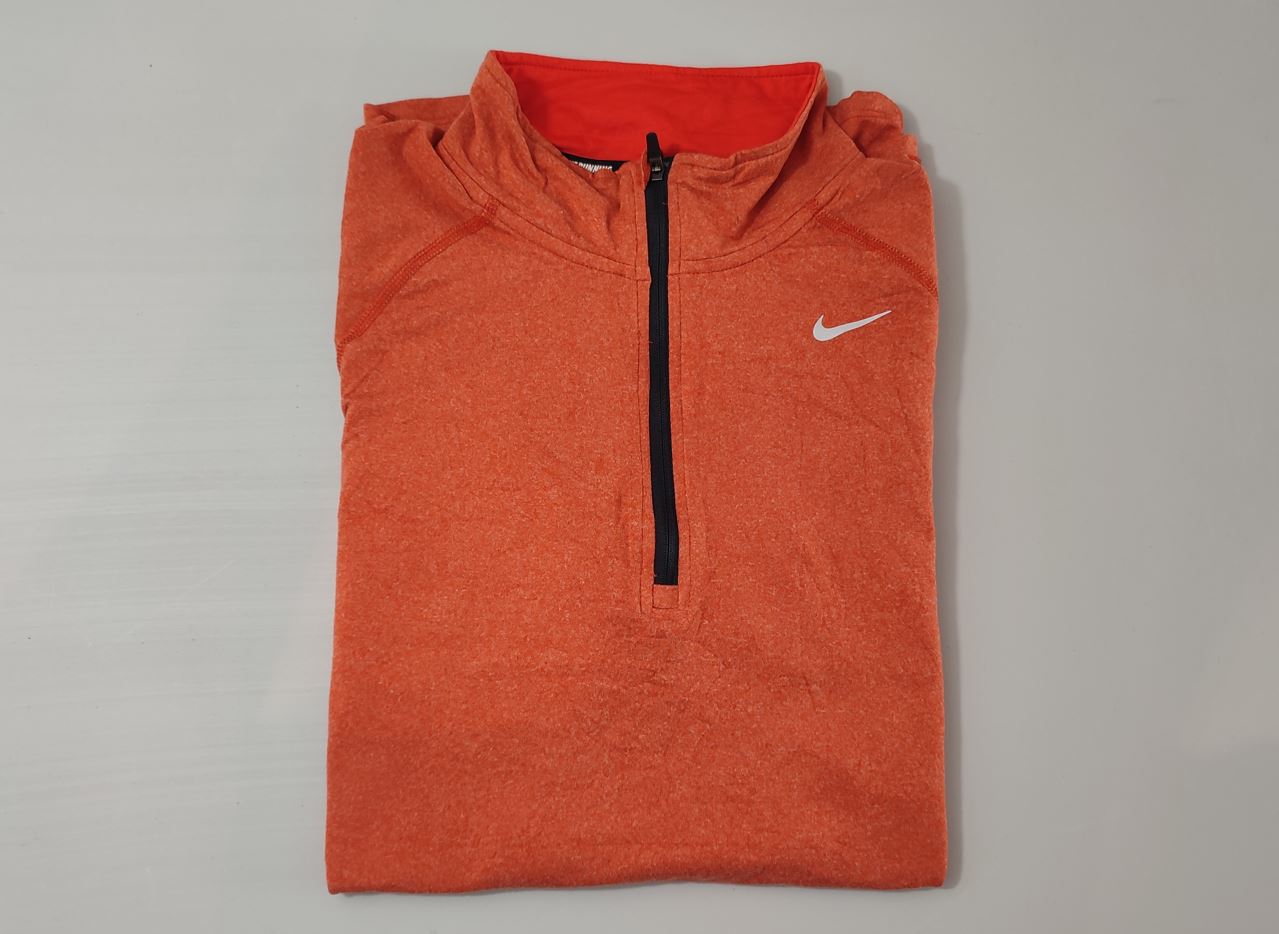 Vêtement Homme Sweat zippé 1/4 Haut de sport orange Nike Running dri-fit taille M #Retrostreet