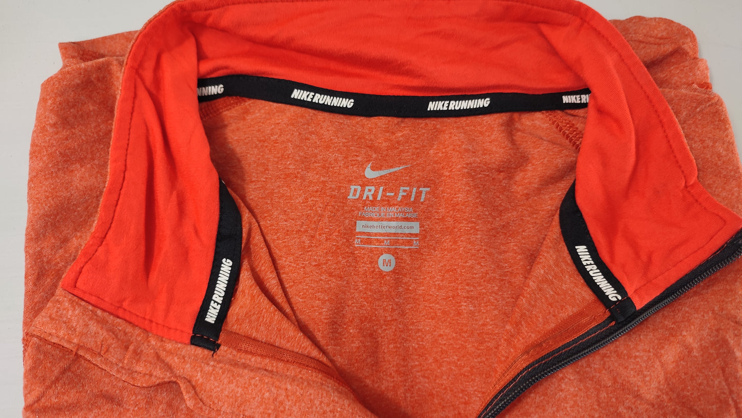Vêtement Homme Sweat zippé 1/4 Haut de sport orange Nike Running dri-fit taille M #Retrostreet
