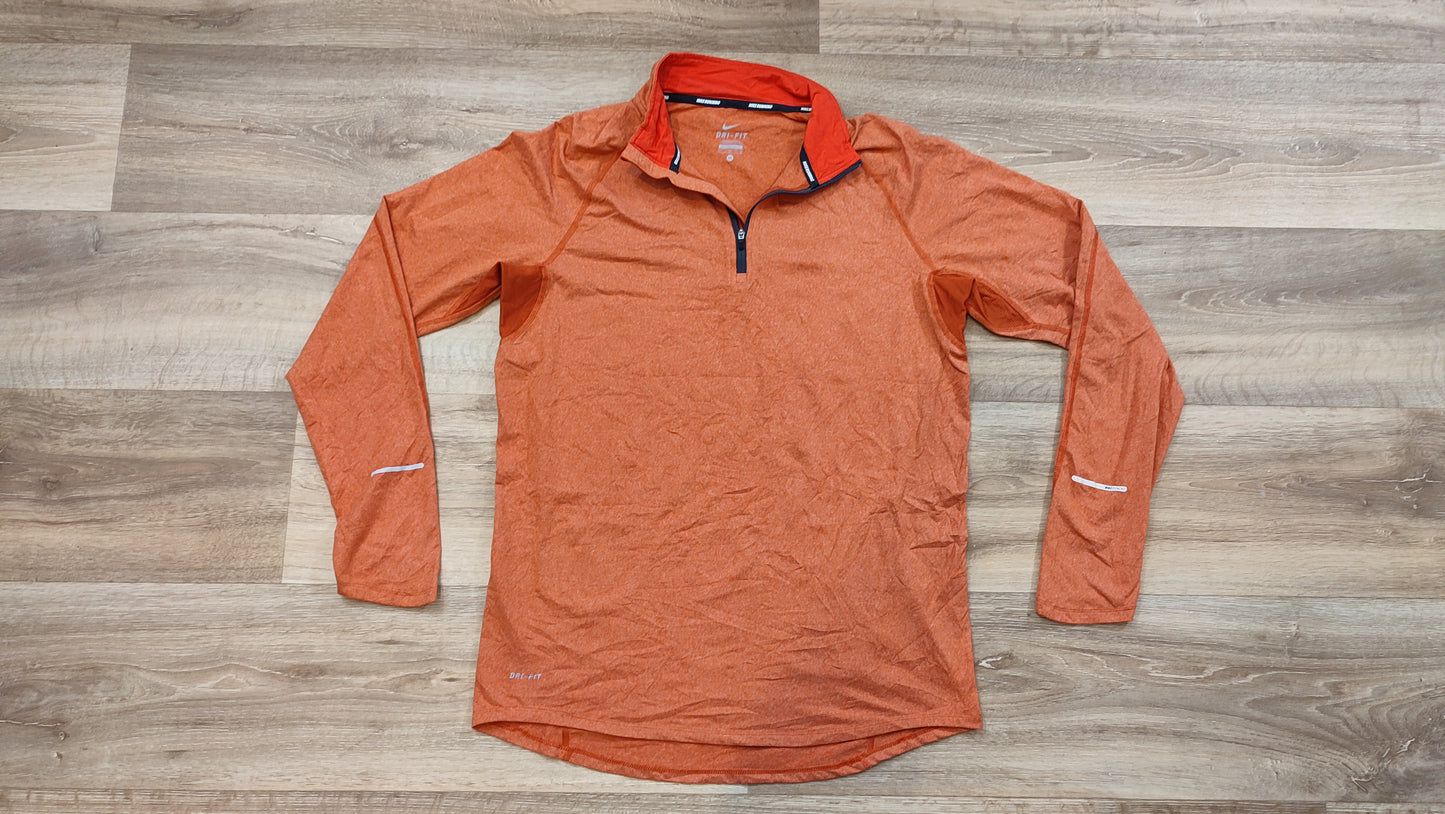 Vêtement Homme Sweat zippé 1/4 Haut de sport orange Nike Running dri-fit taille M #Retrostreet