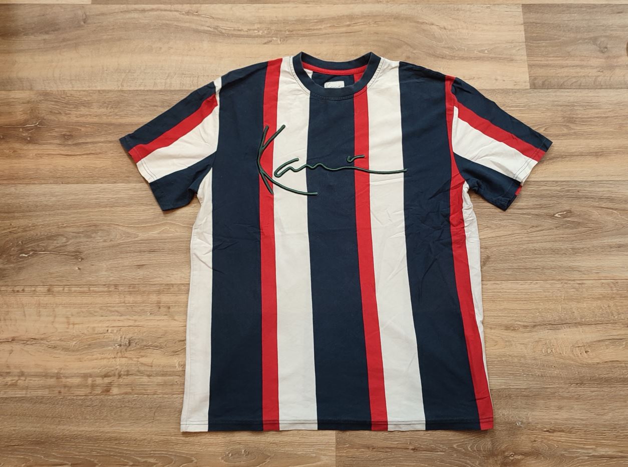 Vêtement Homme T-shirt bleu rouge et blanc Karl Kani taille L #Retrostreet