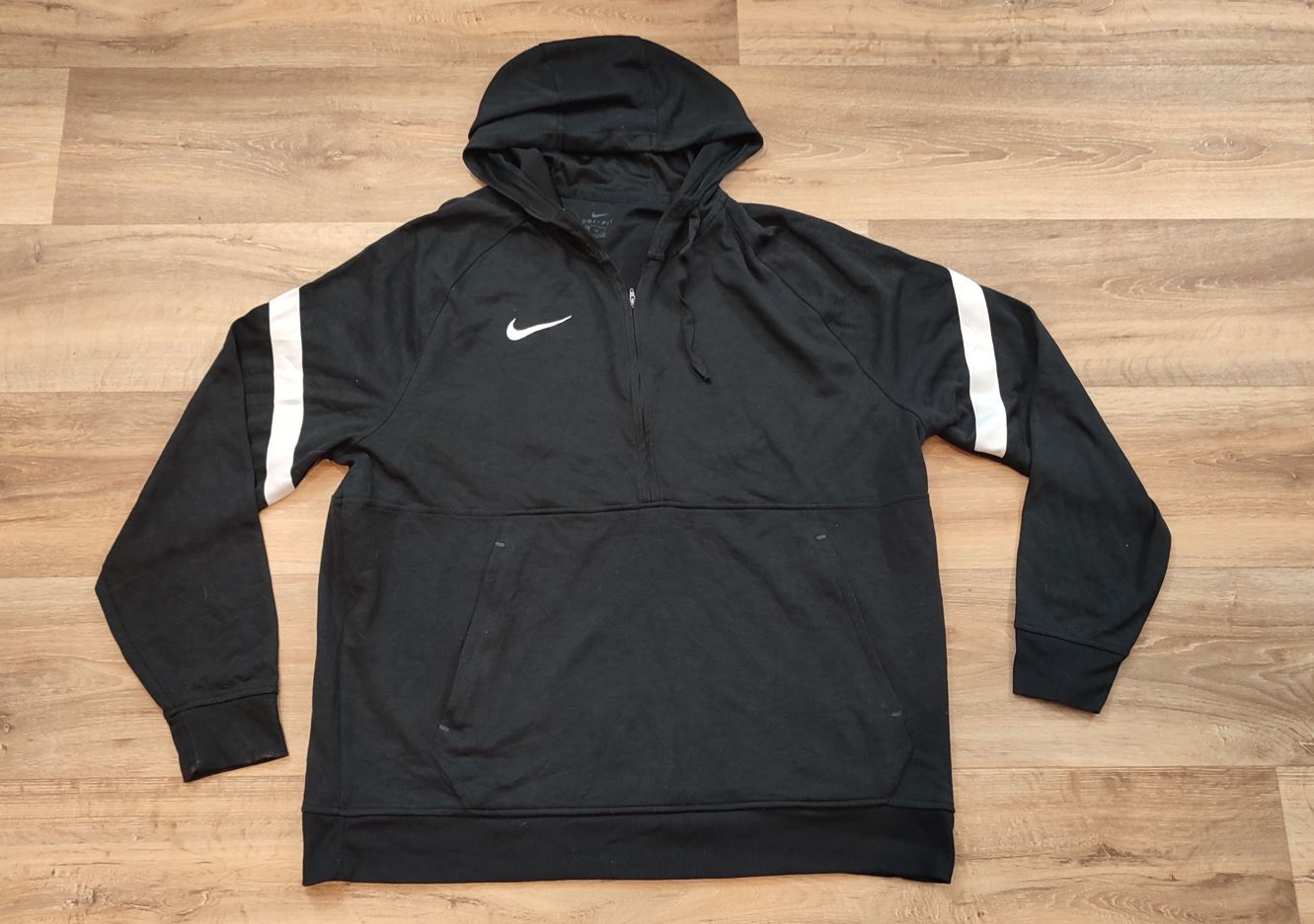 Vêtement homme Sweatshirts Sweats pull à capuche 1/2 zippé noir Nike taille XXL 2XL #Retrostreet
