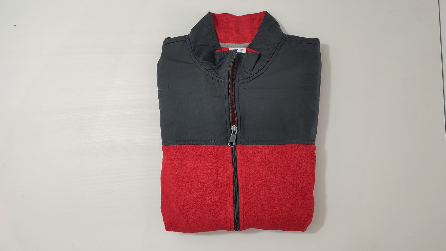 Vêtement sweat veste polaire zippé rouge et gris Starter taille L #Retrostreet