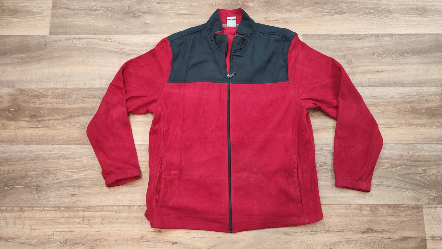 Vêtement sweat veste polaire zippé rouge et gris Starter taille L #Retrostreet