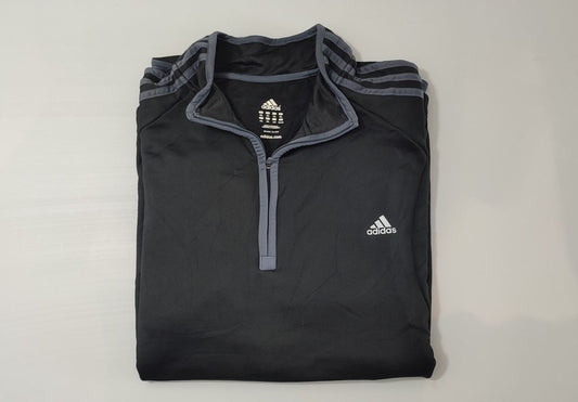 Vêtement Homme Sweat zippé 1/4 Haut de sport noir gris Adidas taille XXL 2XL #Retrostreet