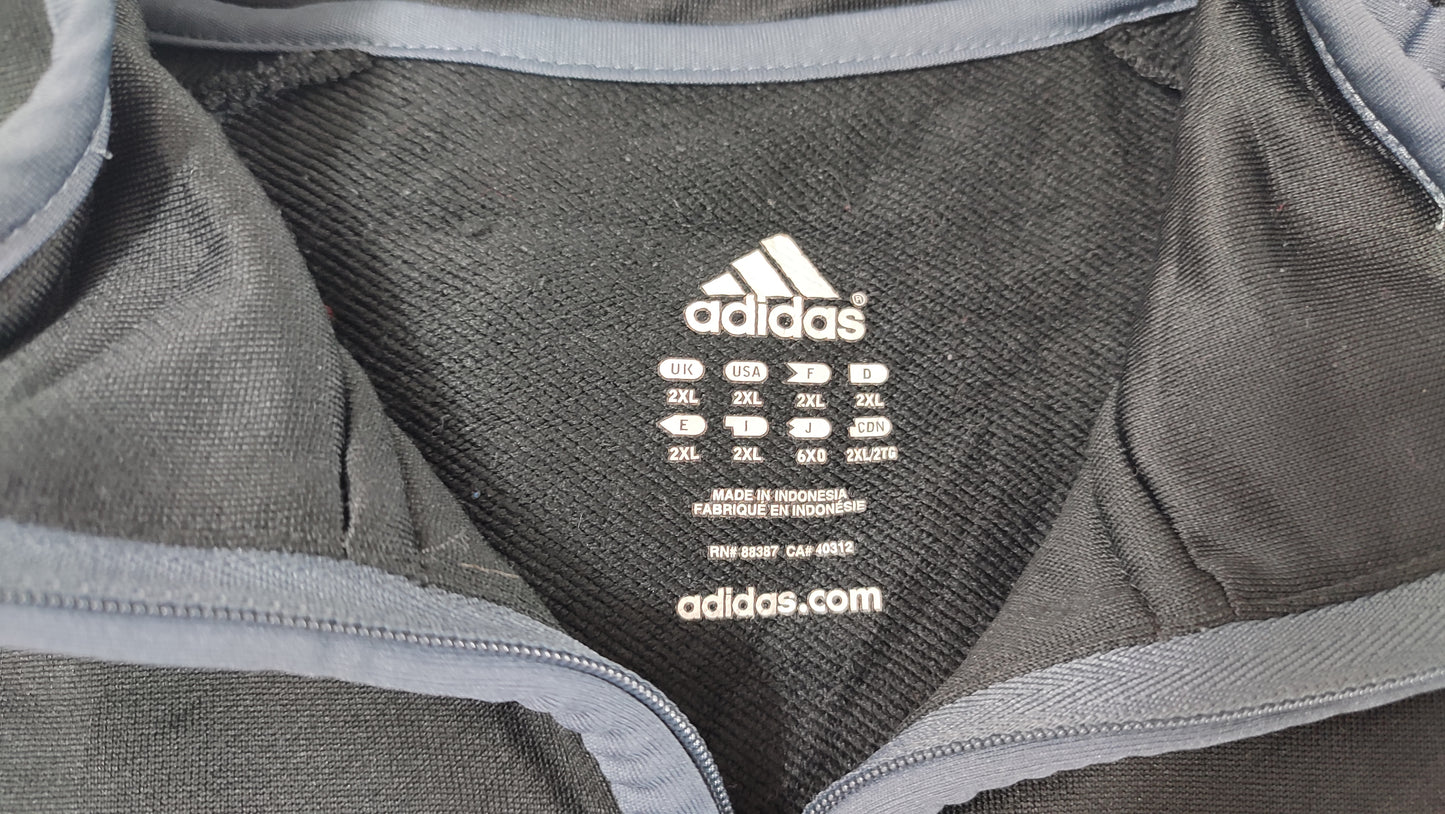 Vêtement Homme Sweat zippé 1/4 Haut de sport noir gris Adidas taille XXL 2XL #Retrostreet