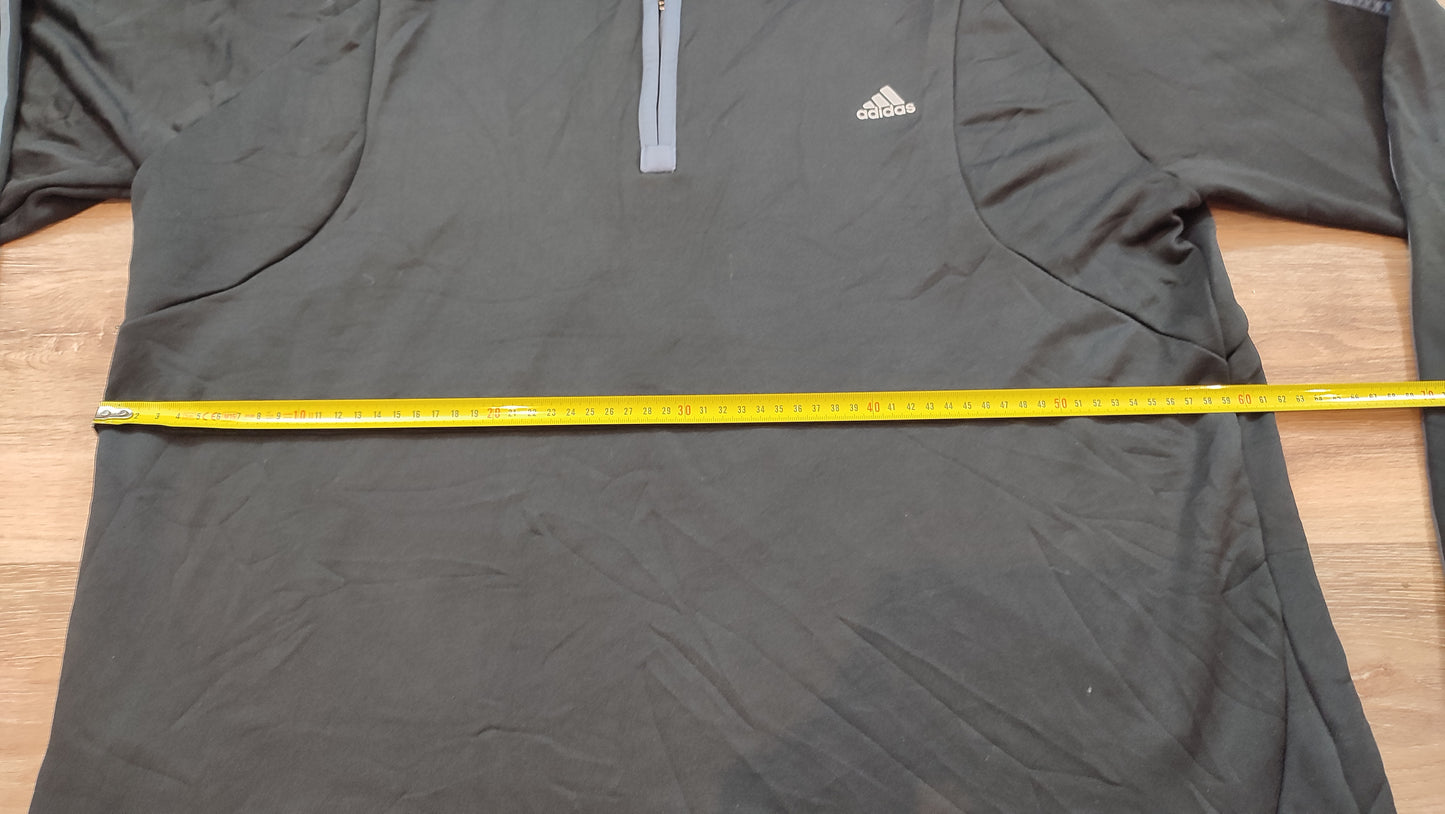 Vêtement Homme Sweat zippé 1/4 Haut de sport noir gris Adidas taille XXL 2XL #Retrostreet