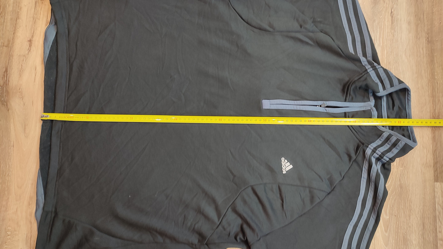 Vêtement Homme Sweat zippé 1/4 Haut de sport noir gris Adidas taille XXL 2XL #Retrostreet