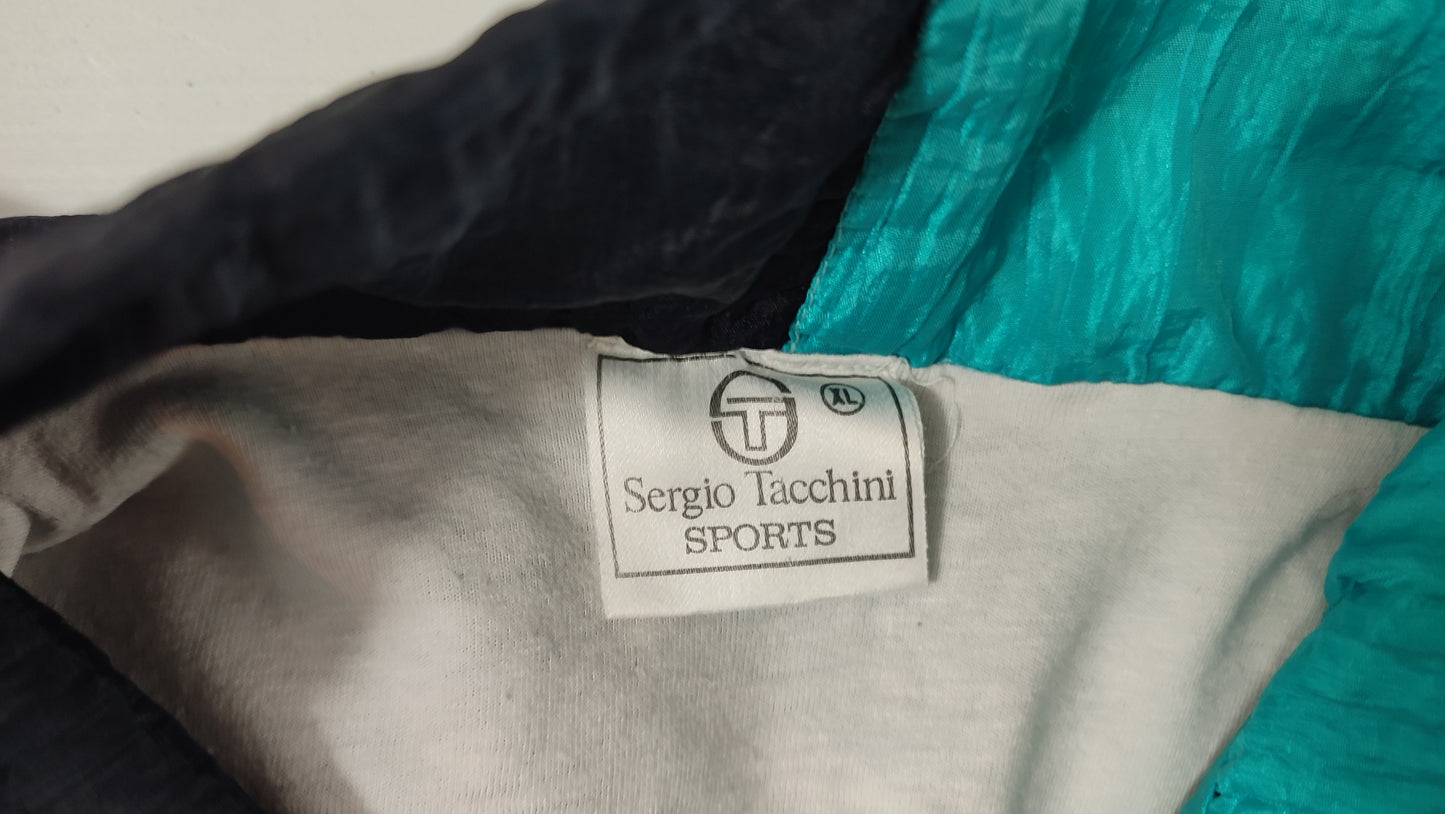 Vêtement Homme Veste coupe vent noir et verte Sergio Tacchini sports taille XL #Retrostreet