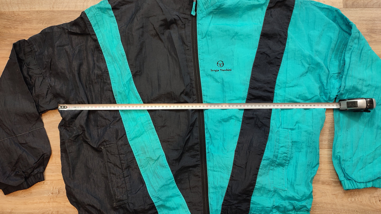 Vêtement Homme Veste coupe vent noir et verte Sergio Tacchini sports taille XL #Retrostreet