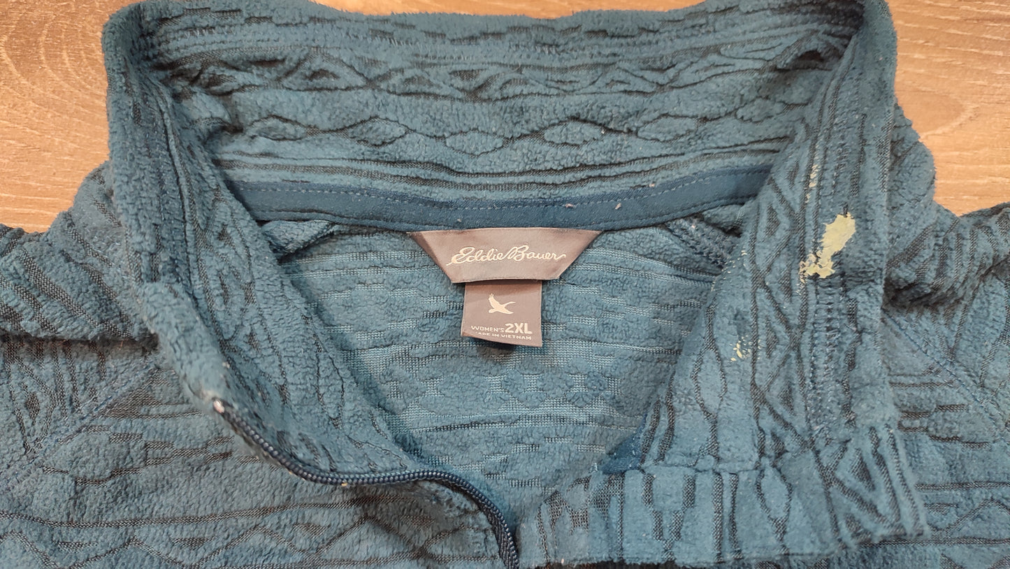 Vêtement femme sweat pull 1/4 zippé Eddie Bauer taille XXL 2XL #Retrostreet
