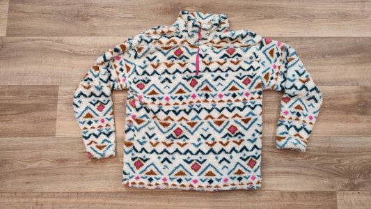 Vêtement femme sweat pull polaire col haut 1/4 zippé Eddie Bauer taille M #Retrostreet