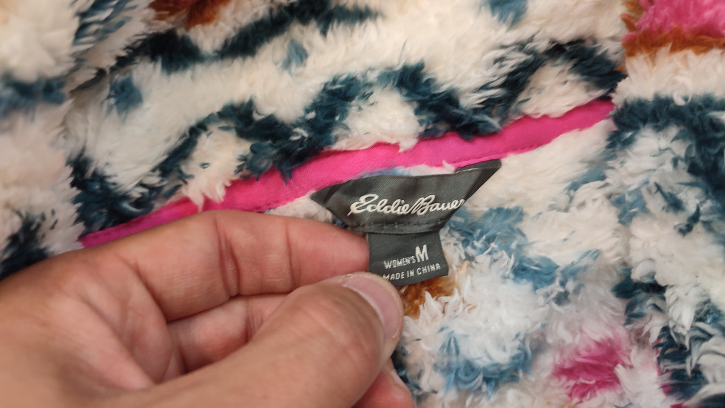 Vêtement femme sweat pull polaire col haut 1/4 zippé Eddie Bauer taille M #Retrostreet