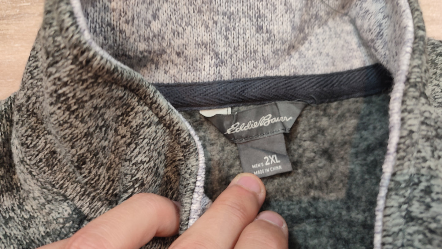 Vêtement veste polaire homme sans manche zippé gris Eddie Bauer taille XXL #Retrostreet