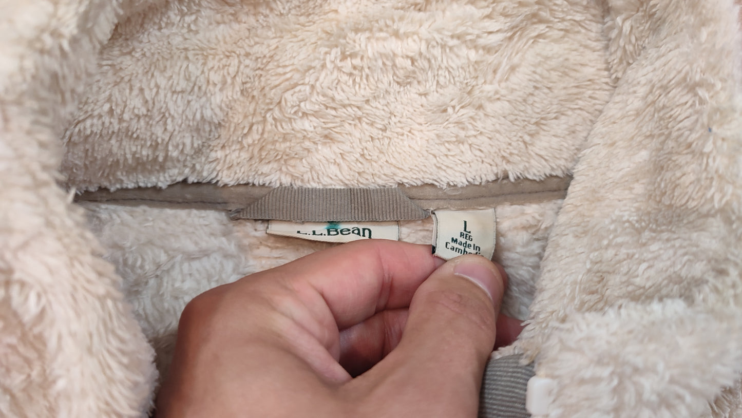 Vêtement veste polaire zippé blanc crème L.L.Bean taille L #Retrostreet